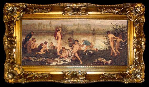 framed  Frederick Walker,ARA,RWS The Bathers, ta009-2